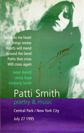 Item #39984 Original poster announcing Patti Smith “poetry & music” in Central Park, New...