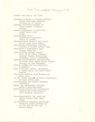 Item #40039 Toward New Year’s Eve 1979. Allen GINSBERG