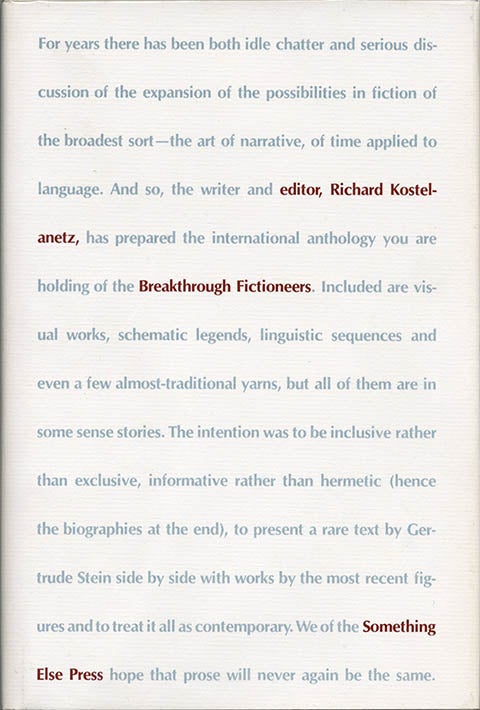 Item #40067 Breakthrough Fictioneers. Richard KOSTELANETZ.