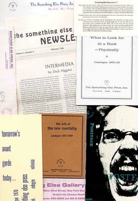 Item #40092 SOMETHING ELSE PRESS EPHEMERA. A collection of more than 30 ephemeral items produced by the Something Else Press between 1965 and 1972, including Newsletters, Newscards, Catalogues and Gallery announcements.