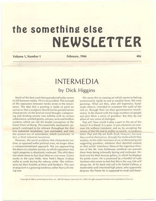SOMETHING ELSE PRESS EPHEMERA. A collection of more than 30 ephemeral items produced by the Something Else Press between 1965 and 1972, including Newsletters, Newscards, Catalogues and Gallery announcements.