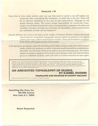 SOMETHING ELSE PRESS EPHEMERA. A collection of more than 30 ephemeral items produced by the Something Else Press between 1965 and 1972, including Newsletters, Newscards, Catalogues and Gallery announcements.
