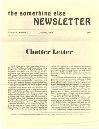 SOMETHING ELSE PRESS EPHEMERA. A collection of more than 30 ephemeral items produced by the Something Else Press between 1965 and 1972, including Newsletters, Newscards, Catalogues and Gallery announcements.