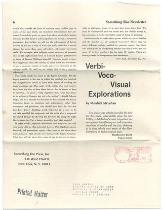 SOMETHING ELSE PRESS EPHEMERA. A collection of more than 30 ephemeral items produced by the Something Else Press between 1965 and 1972, including Newsletters, Newscards, Catalogues and Gallery announcements.