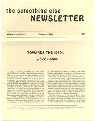 SOMETHING ELSE PRESS EPHEMERA. A collection of more than 30 ephemeral items produced by the Something Else Press between 1965 and 1972, including Newsletters, Newscards, Catalogues and Gallery announcements.