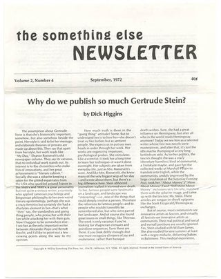 SOMETHING ELSE PRESS EPHEMERA. A collection of more than 30 ephemeral items produced by the Something Else Press between 1965 and 1972, including Newsletters, Newscards, Catalogues and Gallery announcements.