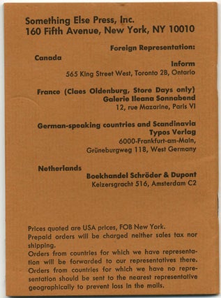 SOMETHING ELSE PRESS EPHEMERA. A collection of more than 30 ephemeral items produced by the Something Else Press between 1965 and 1972, including Newsletters, Newscards, Catalogues and Gallery announcements.