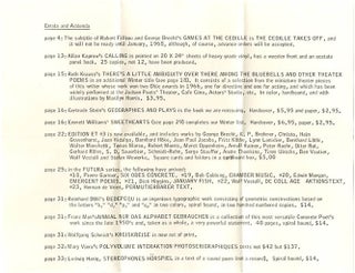 SOMETHING ELSE PRESS EPHEMERA. A collection of more than 30 ephemeral items produced by the Something Else Press between 1965 and 1972, including Newsletters, Newscards, Catalogues and Gallery announcements.