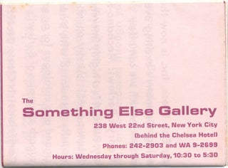 SOMETHING ELSE PRESS EPHEMERA. A collection of more than 30 ephemeral items produced by the Something Else Press between 1965 and 1972, including Newsletters, Newscards, Catalogues and Gallery announcements.