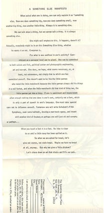 SOMETHING ELSE PRESS EPHEMERA. A collection of more than 30 ephemeral items produced by the Something Else Press between 1965 and 1972, including Newsletters, Newscards, Catalogues and Gallery announcements.