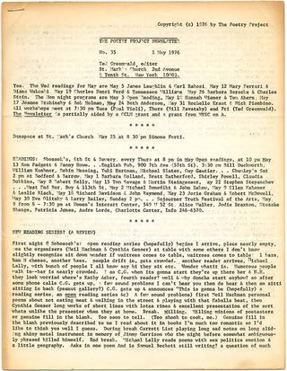 THE POETRY PROJECT NEWSLETTER #29, #33-37, #39-41 (NY: The Poetry Project, November 1, 1975 - January 1, 1977).