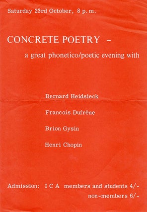 Item #40135 CONCRETE POETRY - A Great Phonetico/Poetic Evening