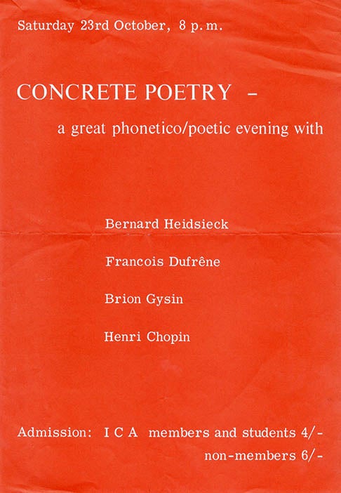 Item #40135 CONCRETE POETRY - A Great Phonetico/Poetic Evening.
