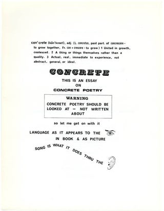 CONCRETE POETRY: AN EXHIBITION IN FOUR PARTS.