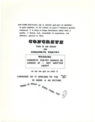 CONCRETE POETRY: AN EXHIBITION IN FOUR PARTS.