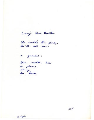 Manuscript for an unpublished collection titled “Whistling in the Dark: Poems of 1961”.