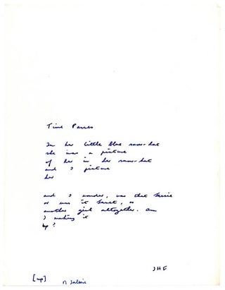 Manuscript for an unpublished collection titled “Whistling in the Dark: Poems of 1961”.