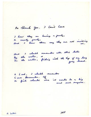 Manuscript for an unpublished collection titled “Whistling in the Dark: Poems of 1961”.