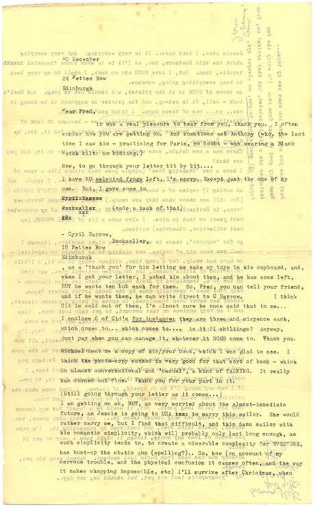 Item #40143 Typed Letter Signed to Fred Hunter, dated December 10th (1963). Ian Hamilton FINLAY.