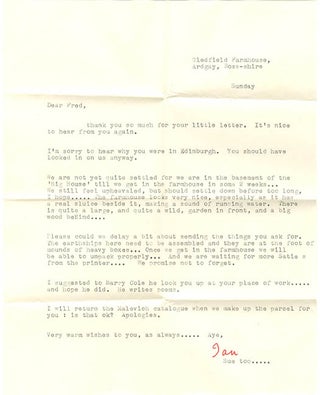 Item #40148 Typed Letter Signed to Fred Hunter, dated June 6th, 1965. Ian Hamilton FINLAY