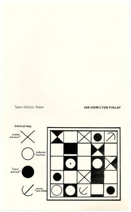 Item #40149 Semi-Idiotic Poem. Ian Hamilton FINLAY