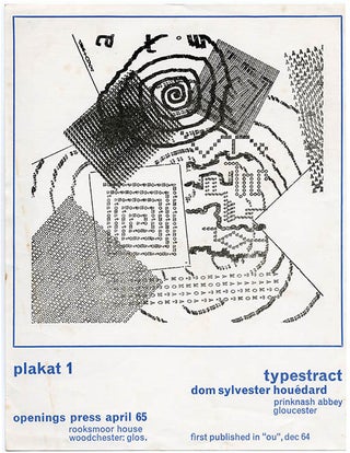 Item #40161 Typestract. Plakat 1 (Woodchester, Glos: Openings Press, April 1965). Dom Sylvester...
