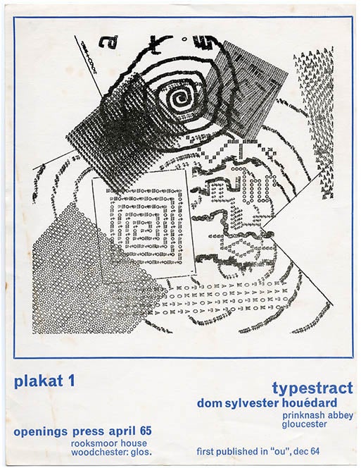 Item #40161 Typestract. Plakat 1 (Woodchester, Glos: Openings Press, April 1965). Dom Sylvester HOUÉDARD.