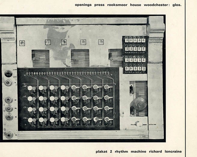Item #40170 Rhythm Machine. Plakat 2 (Woodchester, Glos: Openings Press, 1965). Richard LONCRAINE.