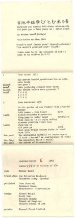 OPENING 6: Furu-ike ya: kawazu tobi-komu: mizu-no-oto by Dom Sylvester Houédard (Woodchester, Glos: Openings Press, 1965).