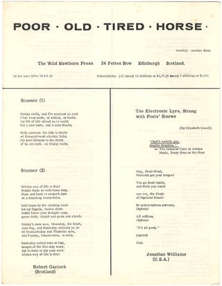 Item #40178 POOR. OLD. TIRED. HORSE. Number Three (Edinburgh: The Wild Hawthorn Press, [1962