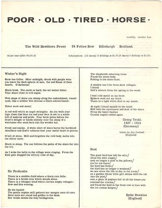 Item #40179 POOR. OLD. TIRED. HORSE. Number Four (Edinburgh: The Wild Hawthorn Press, [1962