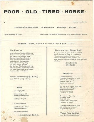 Item #40180 POOR. OLD. TIRED. HORSE. Number Five (Edinburgh: The Wild Hawthorn Press [c. December...