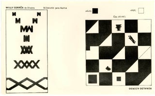 Three cream-coloured quarto-size sheets of paper printed offset-litho in black on rectos only, reproducing six visual poems, one by each of the contributors.