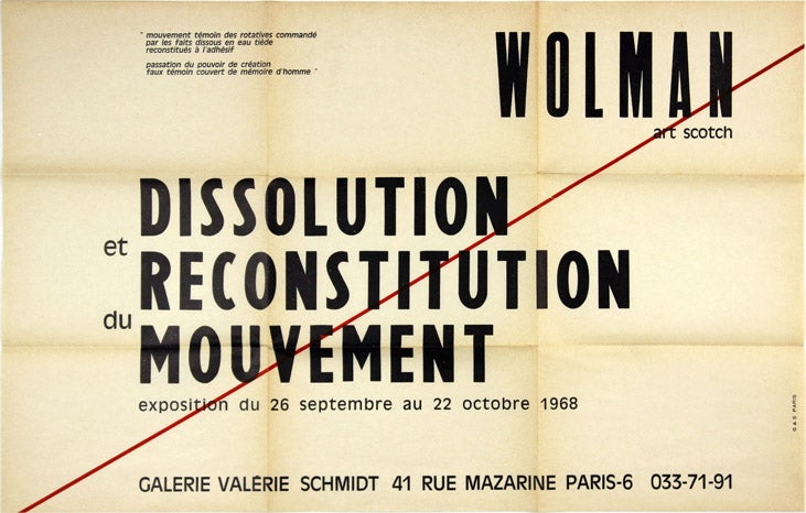 Item #40203 Art Scotch. Dissolution et Reconstitution du Mouvement. Gil J. WOLMAN.