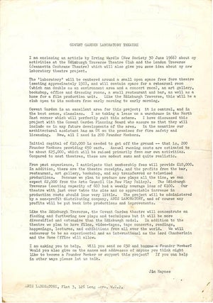 Item #40211 An early circular letter by Jim Haynes, originally sent to about 800 people, in which...