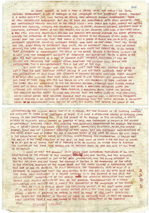 Two holograph manuscripts by Galaxy member Edward Pope, the first written out over three large. The EXPLODING GALAXY.