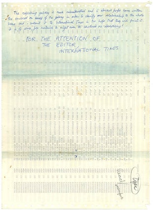 Two holograph manuscripts by Galaxy member Edward Pope, the first written out over three large sheets of dot matrix computer paper, and the second on a further sheet arranged diagrammatically and incorporating various aphoristic statements. No date (c. August 1967).