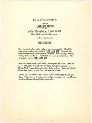 Item #40216 Flyer announcing ‘The Ying Yang Uprising Present A Three Day Jamboree at the Arts...