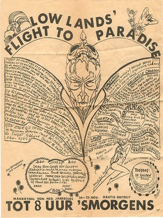 Item #40217 Flyer + ticket for the Flight to Lowlands’ Paradise, Magriethal of the Jaarbeurs,...