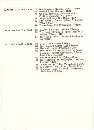 EXPRMNTL 4. Catalogue for the 4th Knokke Experimental Film Festival, held in Knokke-le-Zoute, Belgium, December 25th, 1967-January 2nd, 1968.
