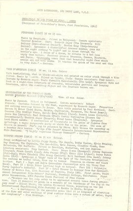 A group of eight Arts Lab schedules and cinema programmes, c. January-November 1968, together with Arts Lab notes for programmes of films by Kenneth Anger, Michael Snow, Paul Haines and Jose Soltero, and Wheeler Dixon’s notes for an early animation retrospective.