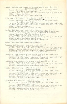 A group of eight Arts Lab schedules and cinema programmes, c. January-November 1968, together with Arts Lab notes for programmes of films by Kenneth Anger, Michael Snow, Paul Haines and Jose Soltero, and Wheeler Dixon’s notes for an early animation retrospective.