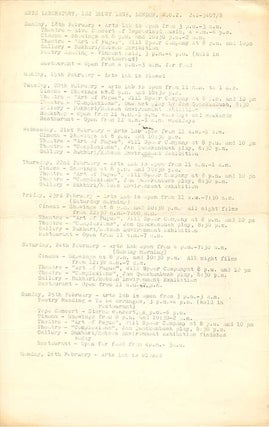 A group of eight Arts Lab schedules and cinema programmes, c. January-November 1968, together with Arts Lab notes for programmes of films by Kenneth Anger, Michael Snow, Paul Haines and Jose Soltero, and Wheeler Dixon’s notes for an early animation retrospective.