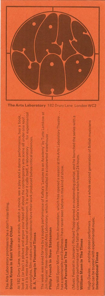 Item #40224 Promotional leaflet with subscriber and membership forms, nd. (c. March 1968). The ARTS LAB.