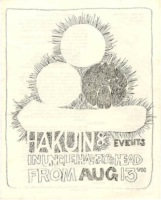 Item #40225 A flyer announcing Hakuin & Events in Uncle Harry’s Head from August 13th (1968)....