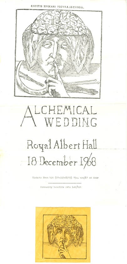 Item #40235 A mimeographed flyer announcing the ‘Alchemical Wedding’, reproducing the image from the poster + sticker. The ARTS LAB.