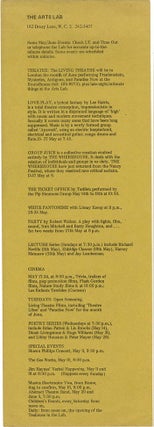 Item #40240 Printed schedule for the Arts Lab, Drury Lane, May-June, 1969. The ARTS LAB