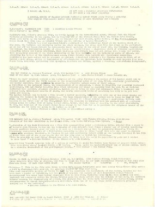 A group of thirteen schedules and advertisement flyers for film screenings (which predominate), theatrical events, music concerts, workshops and exhibitions, November 4th, 1969-March 21st, 1971.