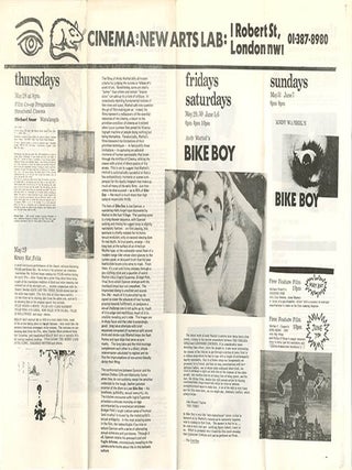 Item #40244 Schedule for the Arts Lab Cinema, May 28th-June 20th, 1970. The NEW ARTS LAB