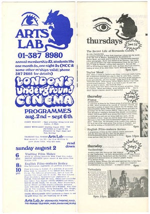 Item #40246 Two consecutive schedules for the Arts Lab Cinema, June 25th-September 20th, 1970....